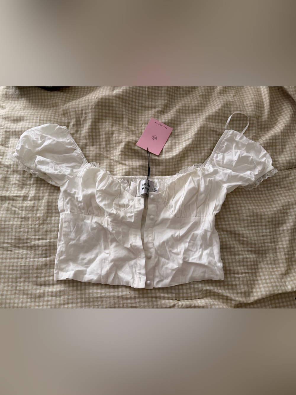 Hello Molly White Ruffled Off-Shoulder Bandeau Top